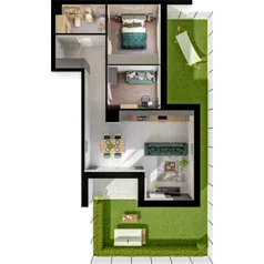 3 pokoje, mieszkanie 60,69 m², piętro 1, oferta nr C01.1.09, Skwer Witosa, Piastów, ul. Bodycha/Witosa