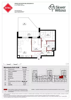 3 pokoje, mieszkanie 66,64 m², parter, oferta nr B01.0.06, Skwer Witosa, Piastów, ul. Bodycha/Witosa