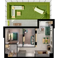 3 pokoje, mieszkanie 56,46 m², parter, oferta nr C02.0.25, Skwer Witosa, Piastów, ul. Bodycha/Witosa