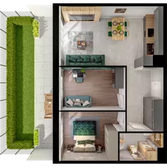 3 pokoje, mieszkanie 60,69 m², piętro 1, oferta nr C01.1.09, Skwer Witosa, Piastów, ul. Bodycha/Witosa