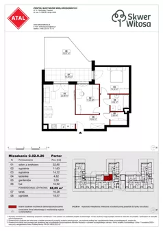 3 pokoje, mieszkanie 68,09 m², parter, oferta nr C02.0.26, Skwer Witosa, Piastów, ul. Bodycha/Witosa