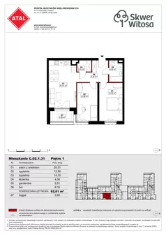 3 pokoje, mieszkanie 62,61 m², piętro 1, oferta nr C02.1.31, Skwer Witosa, Piastów, ul. Bodycha/Witosa