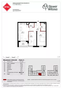 3 pokoje, mieszkanie 62,61 m², piętro 2, oferta nr C02.2.40, Skwer Witosa, Piastów, ul. Bodycha/Witosa