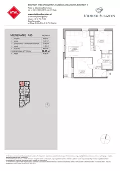 3 pokoje, mieszkanie 56,07 m², piętro 12, oferta nr 2.A95, Niebieski Bursztyn II, Reda, ul. Bosmańska