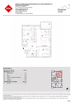 3 pokoje, mieszkanie 60,09 m², piętro 3, oferta nr A.3.17, ATAL Wzgórze Oruni, Gdańsk, Orunia Górna-Gdańsk Południe, ul. Emilii Hoene