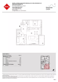 3 pokoje, mieszkanie 63,26 m², piętro 3, oferta nr A.3.19, ATAL Wzgórze Oruni, Gdańsk, Orunia Górna-Gdańsk Południe, ul. Emilii Hoene
