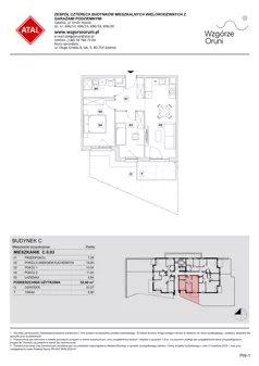 3 pokoje, mieszkanie 52,60 m², parter, oferta nr C.0.03, ATAL Wzgórze Oruni, Gdańsk, Orunia Górna-Gdańsk Południe, ul. Emilii Hoene