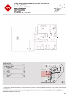 3 pokoje, mieszkanie 52,61 m², parter, oferta nr D.0.03, ATAL Wzgórze Oruni, Gdańsk, Orunia Górna-Gdańsk Południe, ul. Emilii Hoene