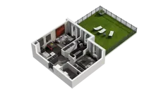 3 pokoje, mieszkanie 52,61 m², parter, oferta nr D.0.03, ATAL Wzgórze Oruni, Gdańsk, Orunia Górna-Gdańsk Południe, ul. Emilii Hoene