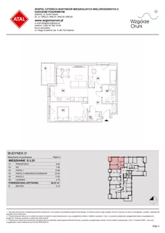 3 pokoje, mieszkanie 64,41 m², piętro 3, oferta nr D.3.25, ATAL Wzgórze Oruni, Gdańsk, Orunia Górna-Gdańsk Południe, ul. Emilii Hoene