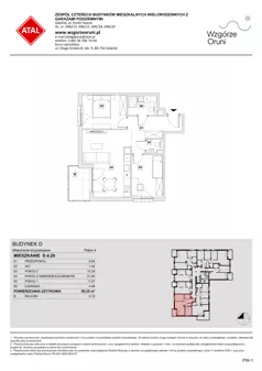 3 pokoje, mieszkanie 59,25 m², piętro 4, oferta nr D.4.29, ATAL Wzgórze Oruni, Gdańsk, Orunia Górna-Gdańsk Południe, ul. Emilii Hoene