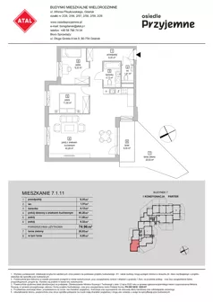 3 pokoje, mieszkanie 73,46 m², piętro 1, oferta nr 7.2.9, Osiedle Przyjemne - etap IV, Gdańsk, Jasień, ul. Flisykowskiego