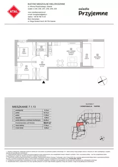 3 pokoje, mieszkanie 58,38 m², piętro 1, oferta nr 9.2.9, Osiedle Przyjemne - etap IV, Gdańsk, Jasień, ul. Flisykowskiego