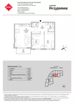 3 pokoje, mieszkanie 73,46 m², piętro 1, oferta nr 7.2.9, Osiedle Przyjemne - etap IV, Gdańsk, Jasień, ul. Flisykowskiego