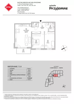 3 pokoje, mieszkanie 73,43 m², piętro 2, oferta nr 7.3.9, Osiedle Przyjemne - etap IV, Gdańsk, Jasień, ul. Flisykowskiego