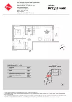 3 pokoje, mieszkanie 58,59 m², piętro 3, oferta nr 7.4.13, Osiedle Przyjemne - etap IV, Gdańsk, Jasień, ul. Flisykowskiego