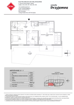 3 pokoje, mieszkanie 78,57 m², parter, oferta nr 9.1.1, Osiedle Przyjemne - etap IV, Gdańsk, Jasień, ul. Flisykowskiego