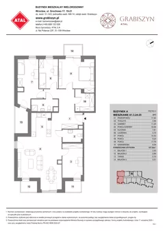 3 pokoje, mieszkanie 127,32 m², piętro 3, oferta nr A1.3.24-25, ATAL Grabiszyn, Wrocław, Gajowice, Fabryczna, ul. Grochowa