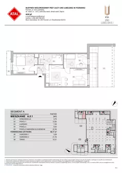 3 pokoje, mieszkanie 56,17 m², parter, oferta nr A.0.1, ATAL Unii Lubelskiej, Poznań, Rataje, Starołęka, ul. Heleny Tadeuszak