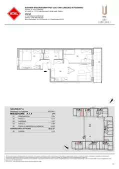 3 pokoje, mieszkanie 56,62 m², piętro 1, oferta nr A.1.4, ATAL Unii Lubelskiej, Poznań, Rataje, Starołęka, ul. Heleny Tadeuszak