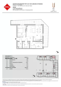3 pokoje, mieszkanie 62,72 m², piętro 1, oferta nr C.1.64, ATAL Unii Lubelskiej, Poznań, Rataje, Starołęka, ul. Heleny Tadeuszak