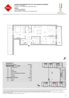 3 pokoje, mieszkanie 64,44 m², piętro 1, oferta nr F.1.272, ATAL Unii Lubelskiej, Poznań, Rataje, Starołęka, ul. Heleny Tadeuszak