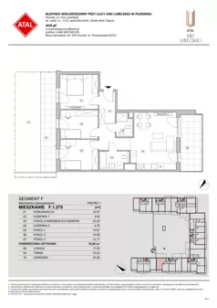 4 pokoje, mieszkanie 74,90 m², piętro 2, oferta nr F.2.279, ATAL Unii Lubelskiej, Poznań, Rataje, Starołęka, ul. Heleny Tadeuszak