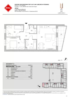 3 pokoje, mieszkanie 58,65 m², piętro 1, oferta nr G.1.311, ATAL Unii Lubelskiej, Poznań, Rataje, Starołęka, ul. Heleny Tadeuszak
