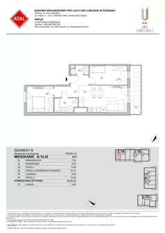 3 pokoje, mieszkanie 57,57 m², piętro 10, oferta nr B.10.42, ATAL Unii Lubelskiej, Poznań, Rataje, Starołęka, ul. Heleny Tadeuszak