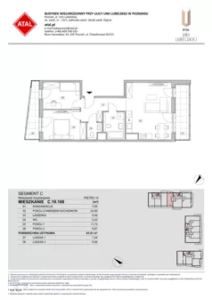 3 pokoje, mieszkanie 61,51 m², piętro 10, oferta nr C.10.100, ATAL Unii Lubelskiej, Poznań, Rataje, Starołęka, ul. Heleny Tadeuszak