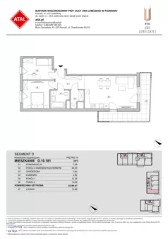 3 pokoje, mieszkanie 63,90 m², piętro 10, oferta nr D.10.181, ATAL Unii Lubelskiej, Poznań, Rataje, Starołęka, ul. Heleny Tadeuszak