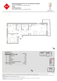 3 pokoje, mieszkanie 66,45 m², piętro 11, oferta nr D.11.182, ATAL Unii Lubelskiej, Poznań, Rataje, Starołęka, ul. Heleny Tadeuszak