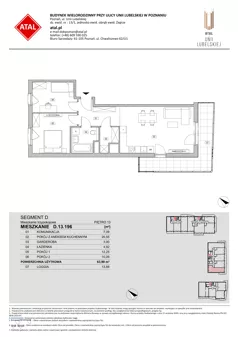 3 pokoje, mieszkanie 63,90 m², piętro 13, oferta nr D.13.196, ATAL Unii Lubelskiej, Poznań, Rataje, Starołęka, ul. Heleny Tadeuszak