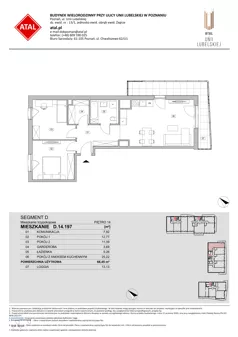 3 pokoje, mieszkanie 66,45 m², piętro 14, oferta nr D.14.197, ATAL Unii Lubelskiej, Poznań, Rataje, Starołęka, ul. Heleny Tadeuszak