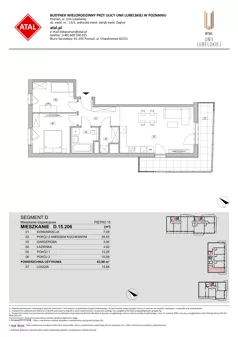 3 pokoje, mieszkanie 63,90 m², piętro 15, oferta nr D.15.206, ATAL Unii Lubelskiej, Poznań, Rataje, Starołęka, ul. Heleny Tadeuszak