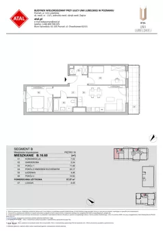 3 pokoje, mieszkanie 57,57 m², piętro 16, oferta nr B.16.60, ATAL Unii Lubelskiej, Poznań, Rataje, Starołęka, ul. Heleny Tadeuszak