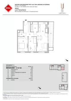 3 pokoje, mieszkanie 67,27 m², piętro 16, oferta nr C.16.122, ATAL Unii Lubelskiej, Poznań, Rataje, Starołęka, ul. Heleny Tadeuszak