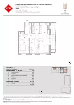3 pokoje, mieszkanie 67,27 m², piętro 17, oferta nr C.17.126, ATAL Unii Lubelskiej, Poznań, Rataje, Starołęka, ul. Heleny Tadeuszak