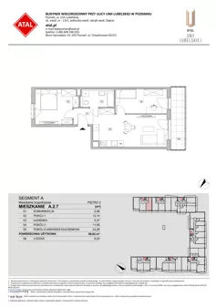 3 pokoje, mieszkanie 56,62 m², piętro 2, oferta nr A.2.7, ATAL Unii Lubelskiej, Poznań, Rataje, Starołęka, ul. Heleny Tadeuszak