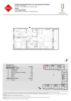 3 pokoje, mieszkanie 62,76 m², piętro 2, oferta nr A.2.9, ATAL Unii Lubelskiej, Poznań, Rataje, Starołęka, ul. Heleny Tadeuszak