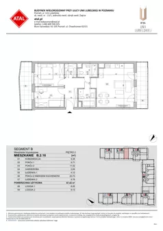 3 pokoje, mieszkanie 67,43 m², piętro 2, oferta nr B.2.16, ATAL Unii Lubelskiej, Poznań, Rataje, Starołęka, ul. Heleny Tadeuszak