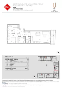 3 pokoje, mieszkanie 63,25 m², piętro 2, oferta nr D.2.140, ATAL Unii Lubelskiej, Poznań, Rataje, Starołęka, ul. Heleny Tadeuszak