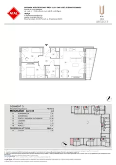 3 pokoje, mieszkanie 58,65 m², piętro 2, oferta nr G.2.315, ATAL Unii Lubelskiej, Poznań, Rataje, Starołęka, ul. Heleny Tadeuszak