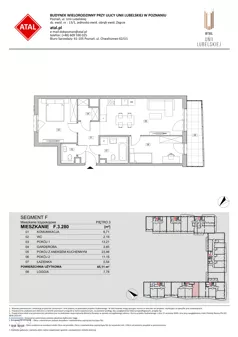 3 pokoje, mieszkanie 65,11 m², piętro 3, oferta nr F.3.280, ATAL Unii Lubelskiej, Poznań, Rataje, Starołęka, ul. Heleny Tadeuszak