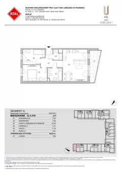 3 pokoje, mieszkanie 58,65 m², piętro 3, oferta nr G.3.319, ATAL Unii Lubelskiej, Poznań, Rataje, Starołęka, ul. Heleny Tadeuszak