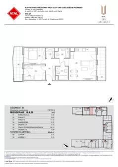 3 pokoje, mieszkanie 68,48 m², piętro 4, oferta nr B.4.22, ATAL Unii Lubelskiej, Poznań, Rataje, Starołęka, ul. Heleny Tadeuszak