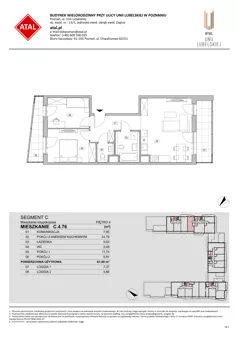 3 pokoje, mieszkanie 61,89 m², piętro 4, oferta nr C.4.76, ATAL Unii Lubelskiej, Poznań, Rataje, Starołęka, ul. Heleny Tadeuszak