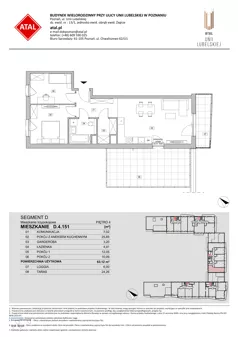 3 pokoje, mieszkanie 63,12 m², piętro 4, oferta nr D.4.151, ATAL Unii Lubelskiej, Poznań, Rataje, Starołęka, ul. Heleny Tadeuszak