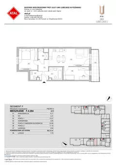 3 pokoje, mieszkanie 65,13 m², piętro 4, oferta nr F.4.284, ATAL Unii Lubelskiej, Poznań, Rataje, Starołęka, ul. Heleny Tadeuszak