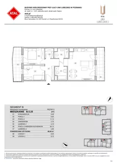 3 pokoje, mieszkanie 68,48 m², piętro 5, oferta nr B.5.25, ATAL Unii Lubelskiej, Poznań, Rataje, Starołęka, ul. Heleny Tadeuszak